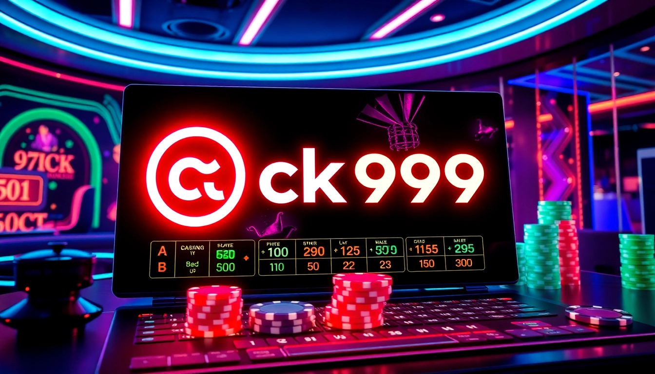 CK999 online casino platform showcasing vibrant betting interface with neon accents and engaging graphics for user engagement