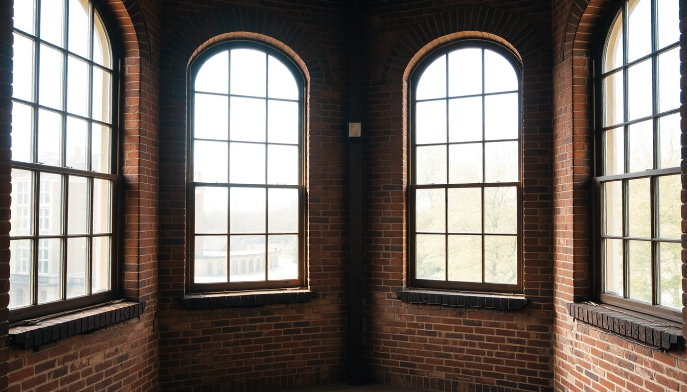 Showcasing period sash windows with intricate detailing in a classic brick building.