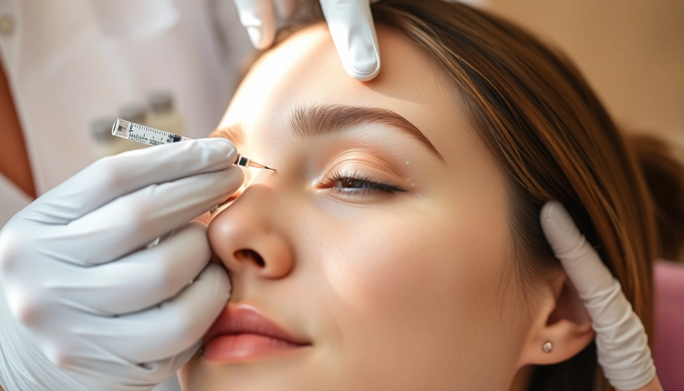 Patient receiving a Botox Behandlung to smooth forehead wrinkles with precision and care.