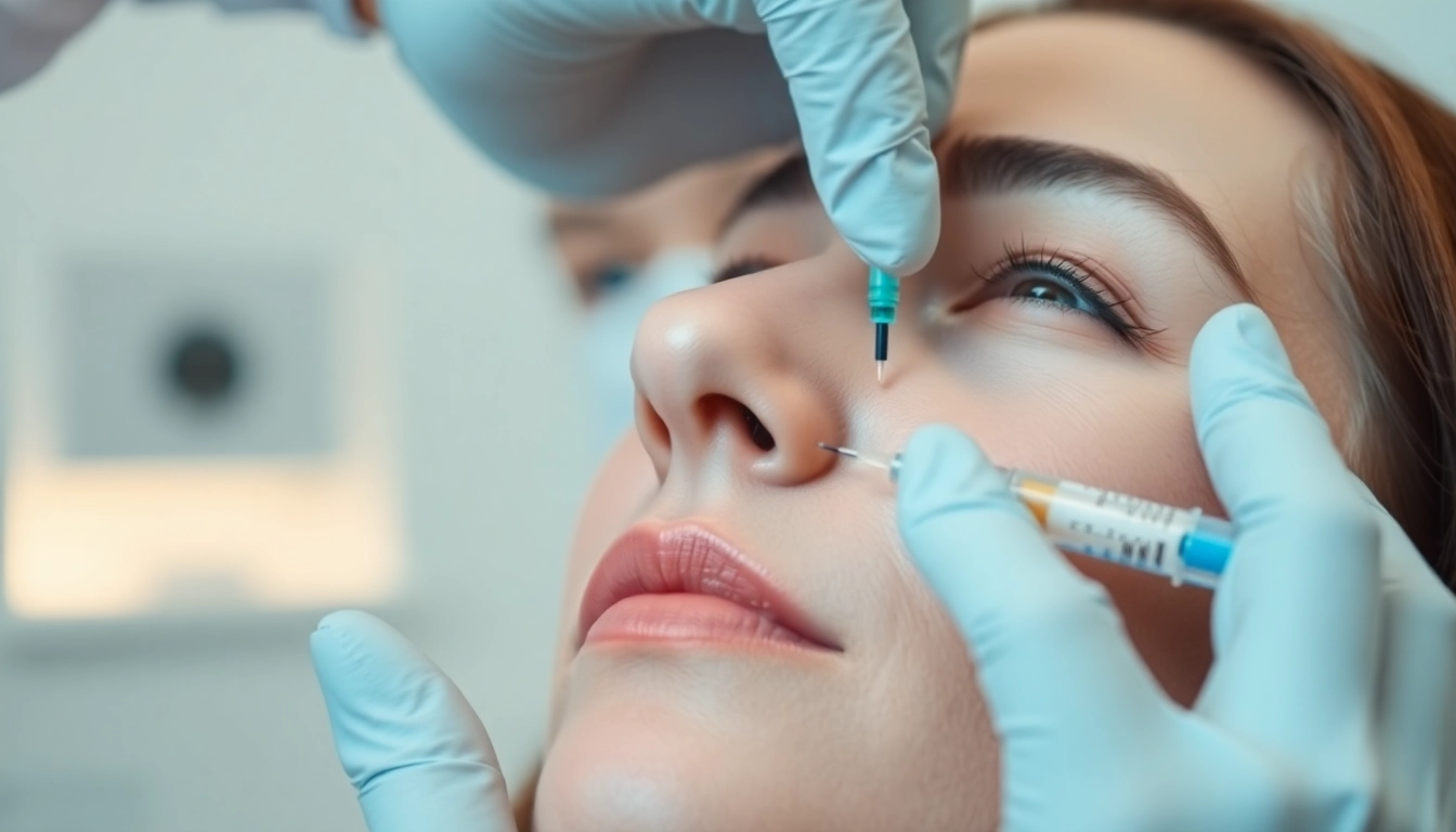 Patient undergoing a Botox Behandlung injection, showcasing the targeted procedure in a clinical setting.