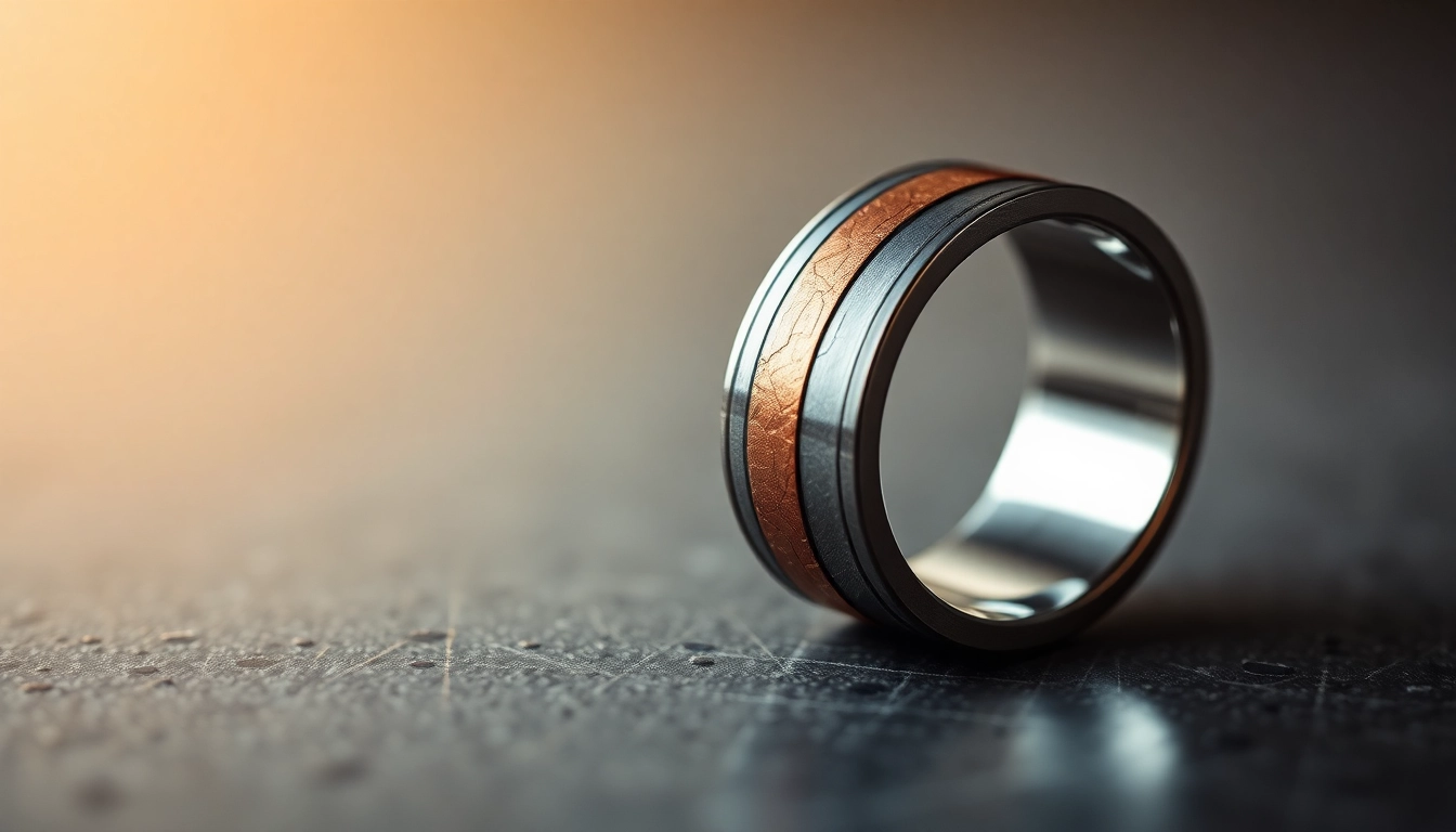 Visit https://ax88c.com/ to view a stylish titanium wedding band with copper inlay, showcasing premium craftsmanship and contemporary appeal.