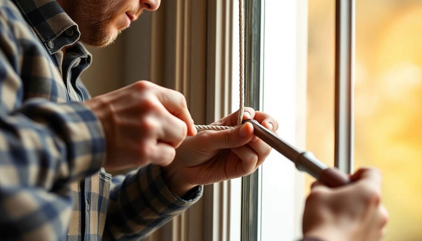 Step-by-step visual guide for broken sash cord replacement in a traditional sash window, showing tools and process details to aid DIY or professional repairs.