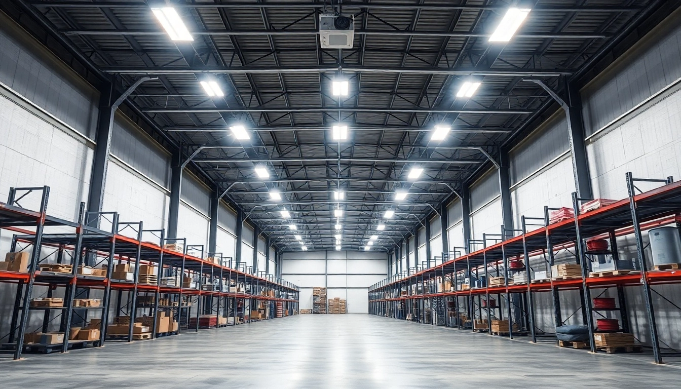 Moderne Industriehalle mit LED-Beleuchtung