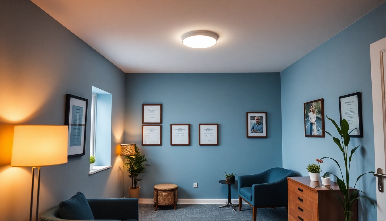 Psycholog Lublin providing compassionate therapy in a cozy, professional office setting, fostering trust and healing.