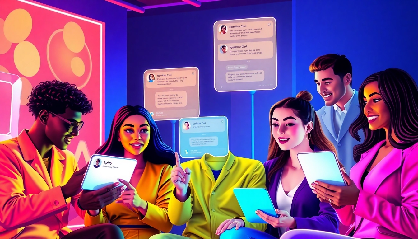 Engaging Spicy AI Chat interaction with realistic virtual characters in a vivid digital environment for immersive roleplay and visual content creation.