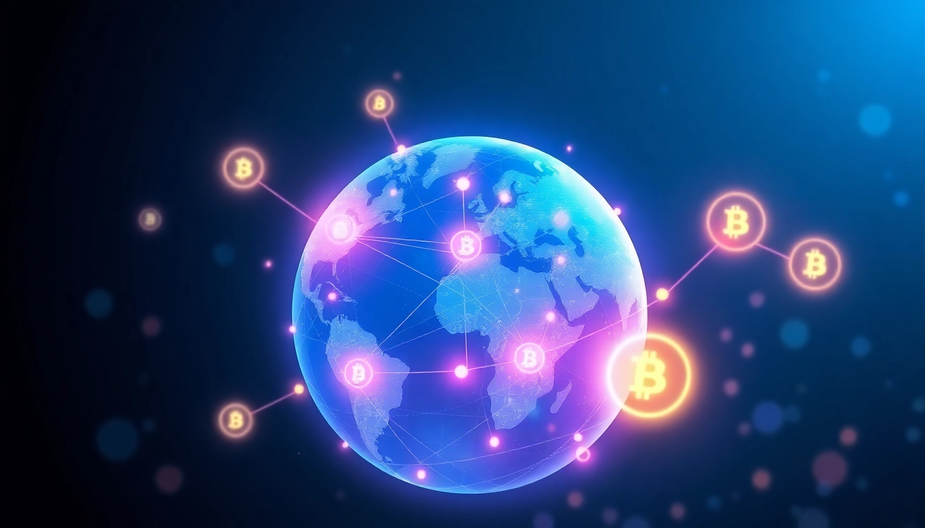 Cryptocurrency news highlights global digital currencies with blockchain and crypto icons, highlighting latest updates.