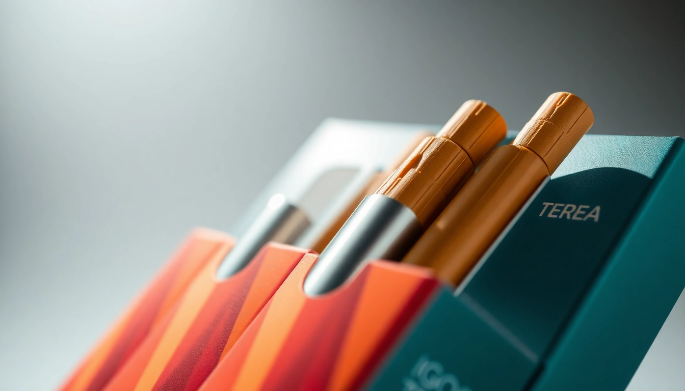 IQOS TEREA tobacco sticks showcased in colorful packaging, highlighting their premium quality and modern design for heated tobacco enthusiasts.