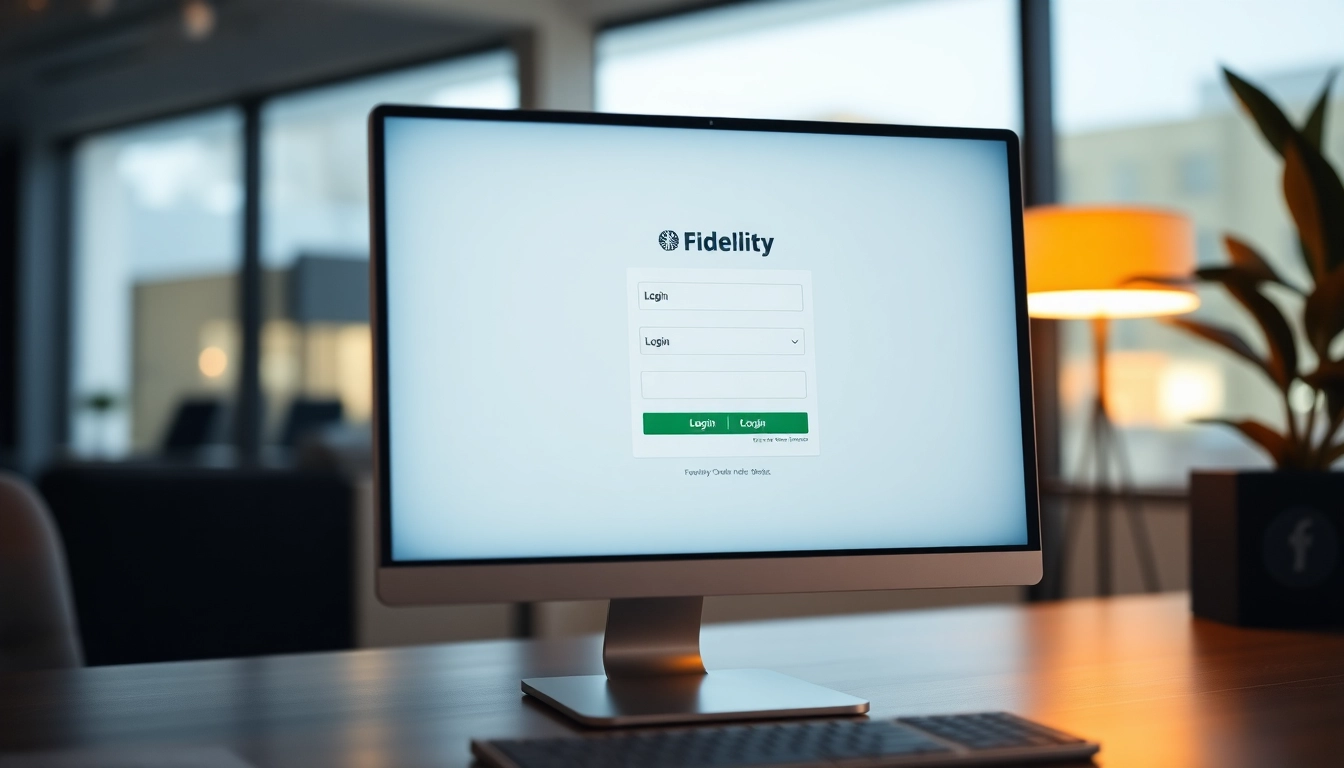Secure fidelity login my account page displayed on a digital device focusing on online banking