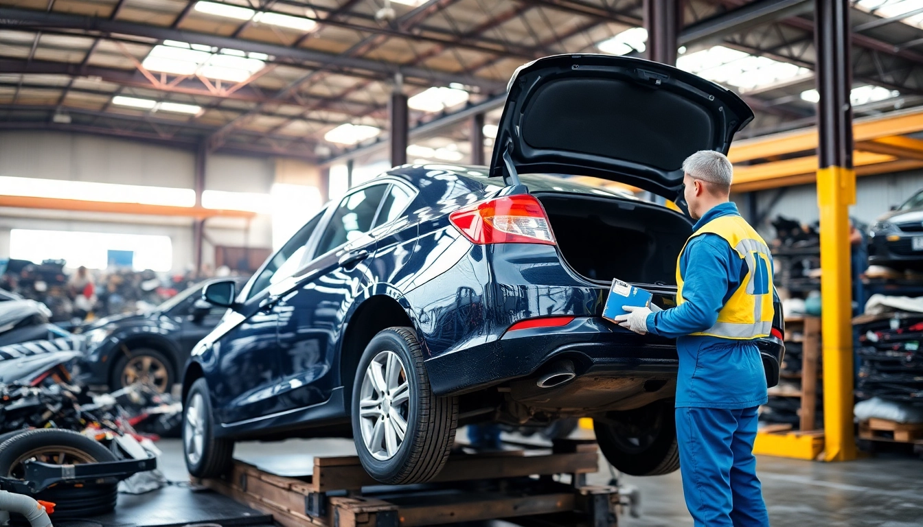 Professional team performing autoverschrottung for eco-friendly car disposal and recycling