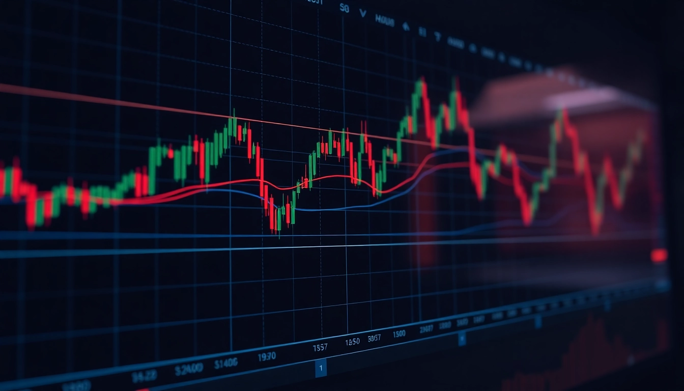 Trading view chart displaying real-time market analysis with colorful indicators and trading